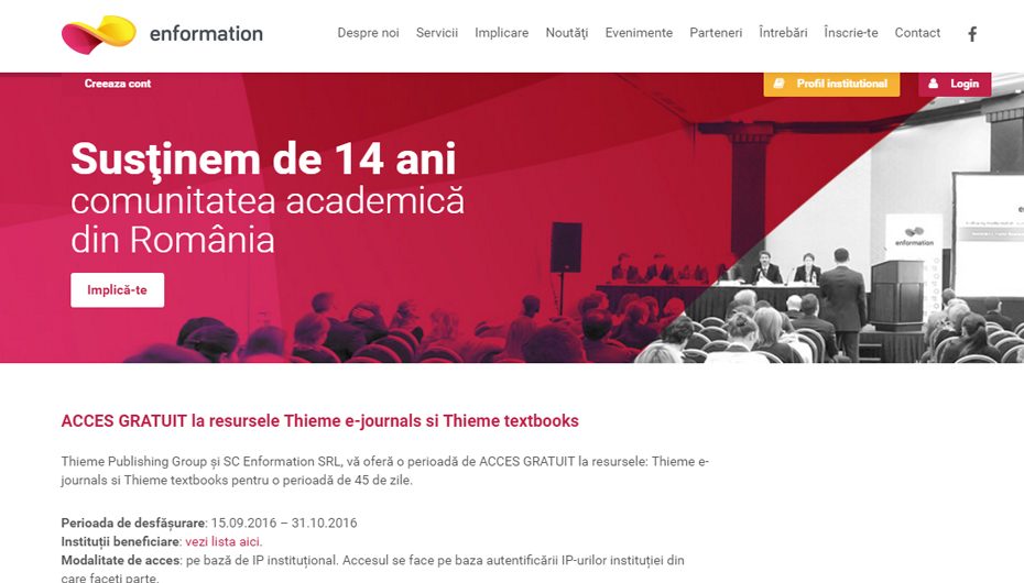 45 de zile de acces gratuit la Thieme e-journals si Thieme textbooks