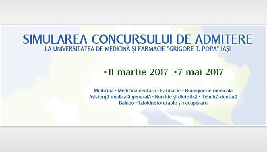 A doua simulare a concursului de admitere la UMF Iași – 7 mai 2017