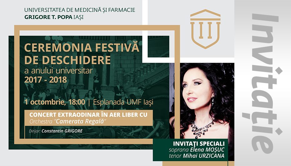 UMF Iași vă invită la ceremonia de deschidere a anului universitar 2017-2018