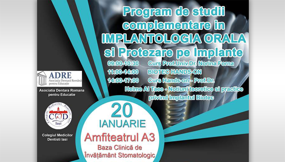 Program de studii complementare in implantologia orală și protezarea pe implante