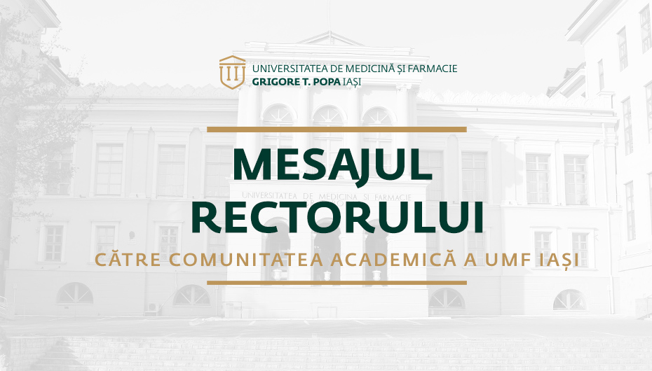 VIDEO – Mesajul rectorului către comunitatea academică a UMF Iași – 26 martie 2020