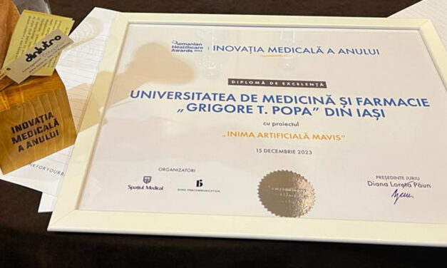 UMF Iași a câștigat premiul „Inovația Medicală a Anului” pentru proiectul „Inima Artificială MAVIS”