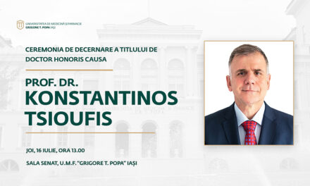 Prof. univ. dr. Konstantinos Tsioufis, una dintre personalitățile marcante ale cardiologiei europene, va fi distins cu titlul de Doctor Honoris Causa al UMF Iași