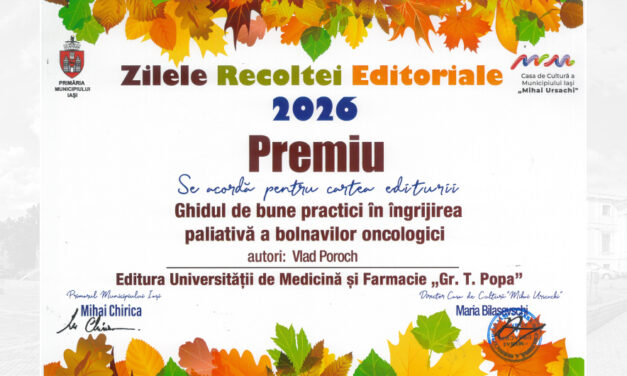 „Ghid de bune practici în îngrijirea paliativă a pacienților oncologici”, premiat la „Zilele Recoltei Editoriale”
