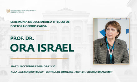 Prof. univ. dr. emerit Ora Israel va primi titlul de Doctor Honoris Causa al UMF Iași
